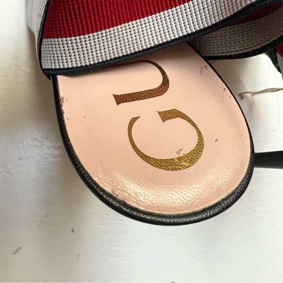 Gucci SYLVIE WEB LEATHER SLINGBACK HEELS PUMPS IN BLACK EU 38.5 EUC MSRP $795 - Picture 6 of 10